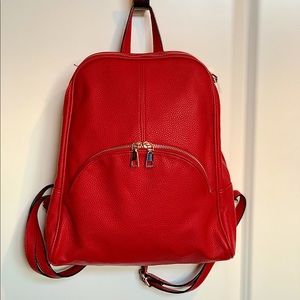 Red Fashion Vegan Leather Backpack Purse